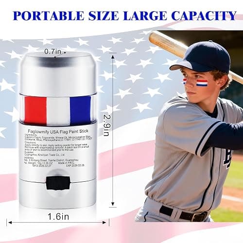 Red White and Blue USA Eye Black 4Pcs,Football Baseball Face Paint,4th of July Patriotic Accessories,America Soccer Fans Makeup for Game Day thumbnail 3