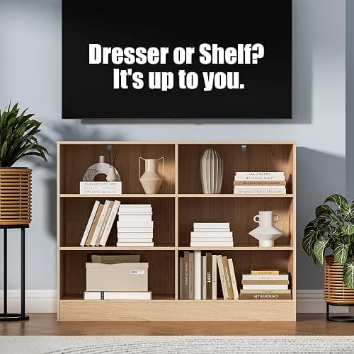 Housoul 6 Drawers Dresser for Bedroom with 6 Fabric PU Drawer, Black Dresser with Large Organizer, Closet Chest of 6 Drawers for Closet, Living Room, Hallway, Oak thumbnail 6