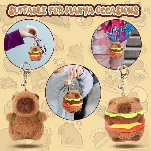 CHDBLOCK 2 Pcs Capybara Plush Keychain Toy, Capybara Stuffed Animals, 7.3 Inch Capybara Plush Toy, Capybara Pendant for Backpack Birthday Gift thumbnail 4
