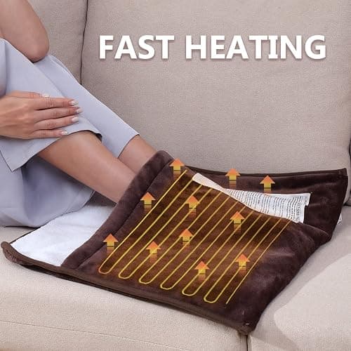 Gintao Electric Heated Foot Warmers for Men and Women,Foot Heating Pad Electric with Fast Heating Technology,Heating Pad Feet Warmer Auto Shut Off with 3 Temperature Setting,22×20 inches,Brown thumbnail 4