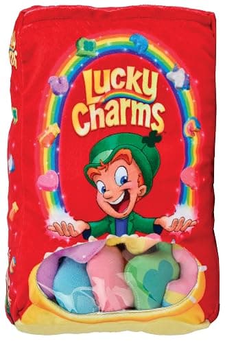 iscream Lucky Charms Cereal 14" x 10" Pillow Set with 8 Plushie Marshmallow Charm Mini Pillows - Image 1