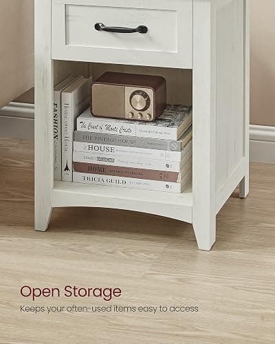 VASAGLE LIRY Collection - Farmhouse Nightstands with Charging Station, Set of 2 Bedside Tables, Side Tables with Drawer, Open Compartment, for Bedroom, Rustic White and Honey Brown ULET859K41 thumbnail 8