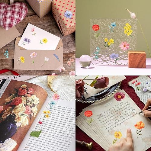 WANGHENG 600Pcs Natural Flower Stickers,Self-Adhesive PVC Vintage Flower Stickers for Scrapbook,Laptop,Journal,DIY Project thumbnail 7
