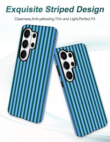 Aitipy Magnetic Striped Phone Case for Samsung Galaxy A16 5G, Blue Green | Compatible with MagSafe, Cute Stripes Aesthetic Design, TPU and PC Protective Phone Cover for Women Men Girls Boys thumbnail 4