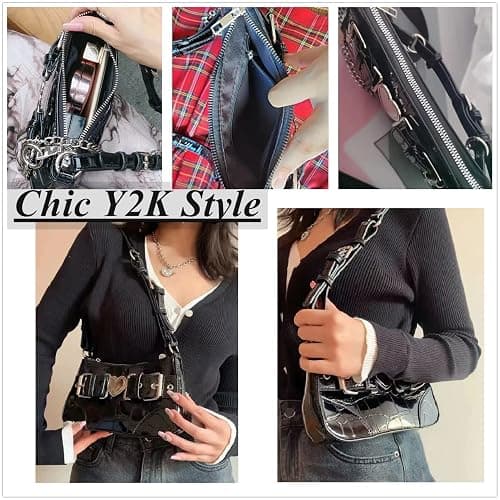 FONETTOS Punk Bag, Sourpuss Gothic Tote Purse Y2K Cool Style Trendy Women Shoulder Bags Rock Fashion Girls Handbag thumbnail 8