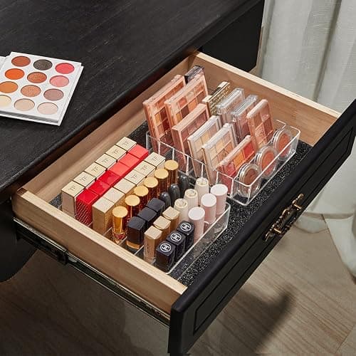 WECHENG Makeup Organizer for Eyeshadow Palette and Lipstick Organizer, 7 Section Divided Makeup Palette Organizer for Vanity Drawer Countertop Modern Cosmetics Storage(7.48" x 6.22" x 1.77") thumbnail 5