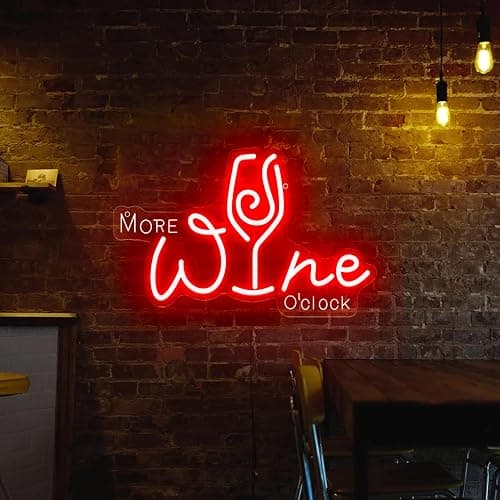 Wine Glass Neon Sign More Wine O'clock Neon Light for Wall Decor Red LED Signs for Bar Pub Home Bar Restaurant Bedroom Party Decoration USB Powered Wine Time Sign Lights thumbnail 7