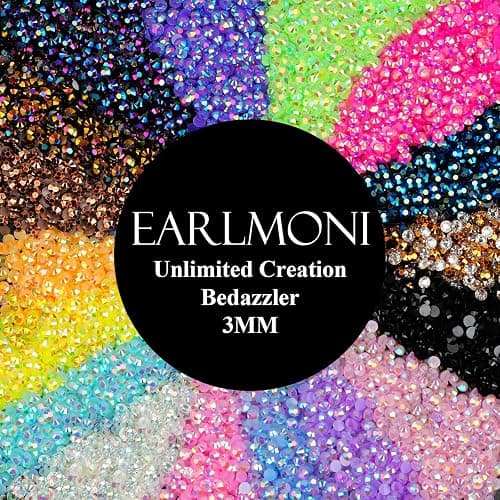 30000Pcs Nail Art Rhinestones, EARLMONI 24 Colors 3mm Flatback Rainbow Gems Resin Jelly Rhinestones Bedazzling Kit + 15ML Jewelry Glue Nail Rhinestone Picker Tool for DIY Crafts Clothes Shoes Nail Art thumbnail 5