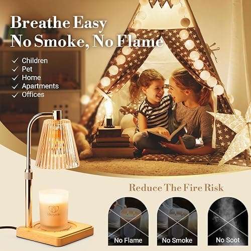Marycele Candle Warmer Lamp with Timer for Yankee Candles, Adjustable Height Wax Melt Warmer, Birthday Gifts for Mom Women Sister, Vintage Amber Glass Lamp, Thanksgiving Decorations for Home Decor thumbnail 3