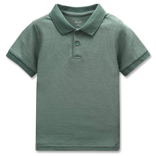 CUNYI Boys' Cotton Pique Polo Shirts Uniform Short Sleeve Tops - Image 1