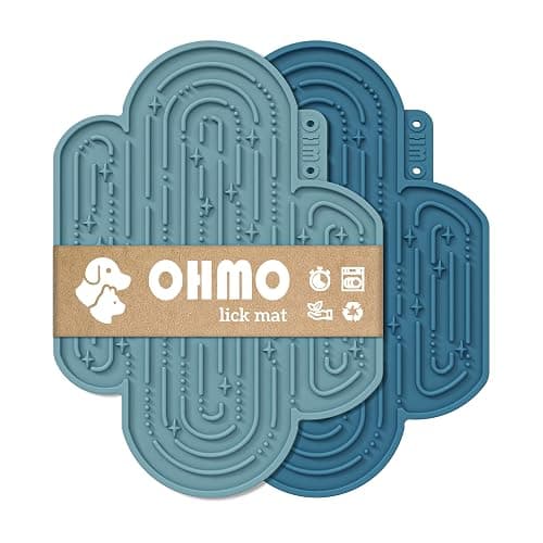 OHMO Licky Mats for Dogs and Cats 2 Pcs Cactus Silicone Lick Mats with Suction Cups for Pet Anxiety Relief, Dog Slow Feeding(Dark Blue&Light Blue) - Image 1