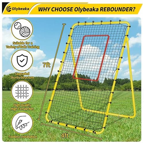 5 Adjustable Angles Volleyball Rebounder Net 7x4 ft with Stakes - Bounce Back Training Equipment for Practicing Volleying, Bumping, Spiking, Easy Set Up & Steady for Multi Sports thumbnail 2