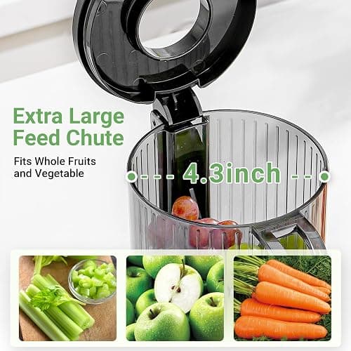 AAOBOSI Cold Press Juicer, 4.35" Large Feed Chute Masticating Juicer Machines Slow Juice Extractor Fit Fruits &Vegetables, Easy to Clean High Juice Yield, New Designed for Home and Travel, BPA Free - 50r/min thumbnail 7