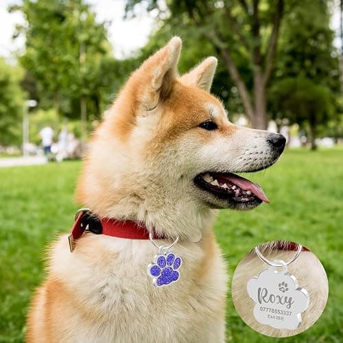 Dog Tags Personalized for Pets Dog Tag Cat Tags Personalized Dog Name Tags Personalized Dog Tags Custom Dog Tags Dog ID Tags Engraved Small Glitter Bling Paw Print(Pink Design 4) thumbnail 6