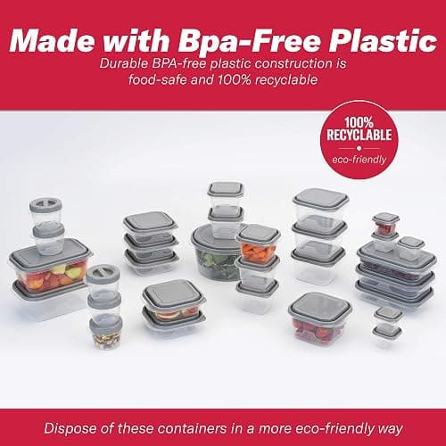 GoodCook EveryWare 60pc Container Set, BPA Free - 60-Piece Food Container Set, Microwave and Freezer Safe, Embossed Measurements, Secure Lids thumbnail 7