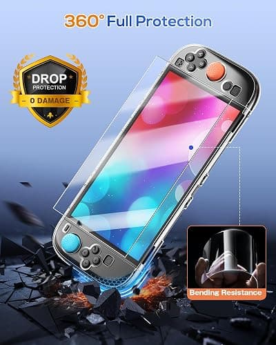FYOUNG Clear Protective Case for Nintendo Switch 2(2025), Transparent Slim Hard Shell for Switch 2 Accessories, Scratch&Shock Protection Cover for Joycon 2 with Screen Protector, 8 Thumb Grip thumbnail 4