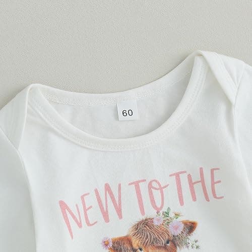 Geogenry Newborn Baby Boy Girl Clothes Highland Cow Print Romper Bodysuit + Pants with Hat 3Pcs Western Coming Home Outfits thumbnail 4