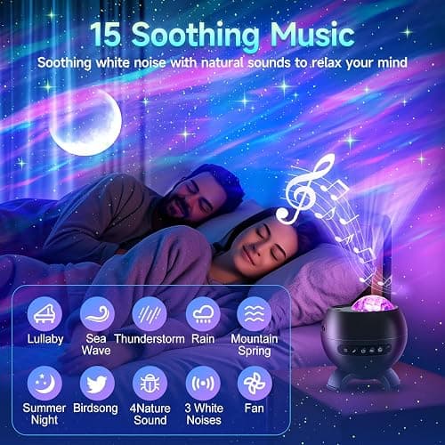 Northern Galaxy Light Projector, 300+Modes & 5 Films Star Projector, 15 White Noise & Bluetooth Northern Lights Projector,Moon Aurora Light Projector, Teen Girl Gifts Trendy Stuff, Bedroom Decor thumbnail 4