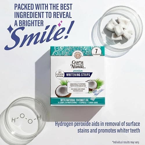 GuruNanda Teeth Whitening Strips Kit - 7-Day Treatment with Non-Slip, Dry Strip Technology - Whitening Designed with Care for a Brighter Smile thumbnail 5