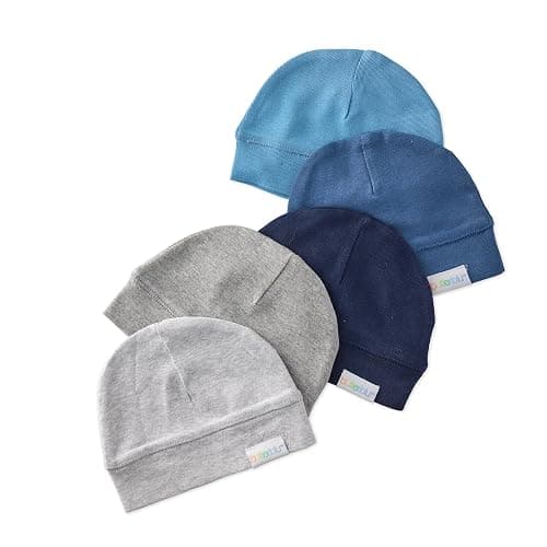 Charlie 5-Pack Baby Hats 100% Organic Cotton Baby Beanies for Newborn, Infant, and Baby Girls, Boys, Unisex - Image 1