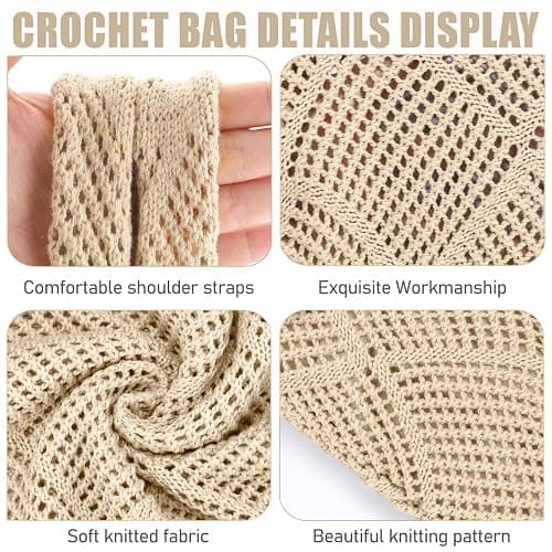 hatisan Crochet Bags for Women - Summer Beach Tote, Aesthetic Hippie Knit Bag thumbnail 5