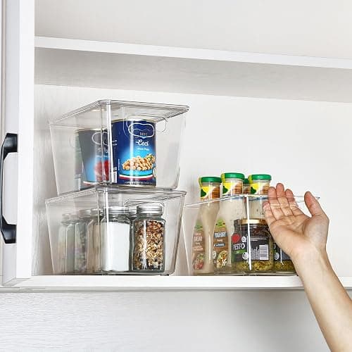 Vtopmart 1 Pack Clear Stackable Storage Bins with Lids, Medium Plastic Containers with Handle for Pantry Organizer and Storage,Perfect for Kitchen,Fridge,Cabinet, Closet,Bathroom Organization thumbnail 5