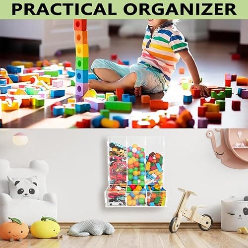 Montex Upgrade Acrylic Wall Dispenser, Acrylic Wall Storage, Play Room Organization Hanging Organizer for Playroom, Blocks, Cars, Snacks thumbnail 4