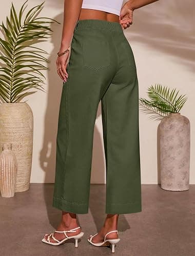 Eddoyee Wide Leg Pants for Women High Waisted Stretchy Work Pants Casual Dressy Business Slacks Trousers with Pockets thumbnail 2
