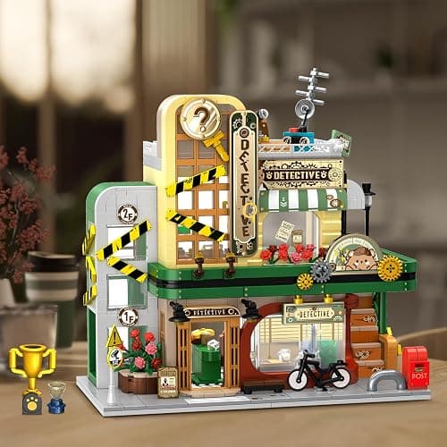 INSOON Detective Agency Building Set with LED Light, 1231PCS Detective House Building Block Toy with Clue Wall, Office Construction Model for Easter Mother's Day for Adults Teens Kids Boys Girls 10+ thumbnail 7