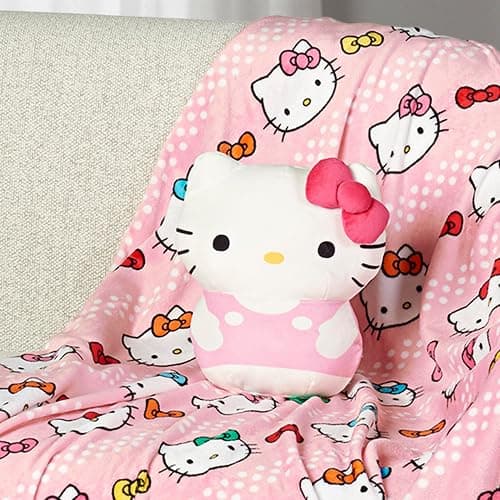 Northwest Hello Kitty Bowtastic Hugger Pillow & Silk Touch Throw Blanket Set, Stuffed Animal, 50x60 inches and 11 inch Plushie thumbnail 3