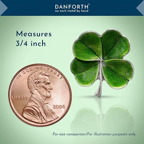 DANFORTH Four Leaf Clover Lapel Pin | Handcast Pewter Shamrock Lapel Pin, 3/4", Made in USA by Vermont Artisans | Lucky Irish Souvenir, St. Patricks Day Accessories thumbnail 7