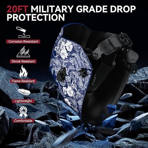 ARCCAPTAIN Large Viewing Screen Welding Helmet, 1/1/1/1 Top Optical Clarity Auto Darkening Welding Hood, 4 Arc Sensor 1/25000s Response Time True Color Weld Hood Helmet HSH-S800 Flower thumbnail 2