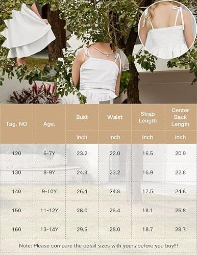 Arshiner Girls Summer Spaghetti Strap Dresses Flowy Tiered Ruched Smocked Back Casual Beach Midi Sundress - 9-10 Years - Green thumbnail 6