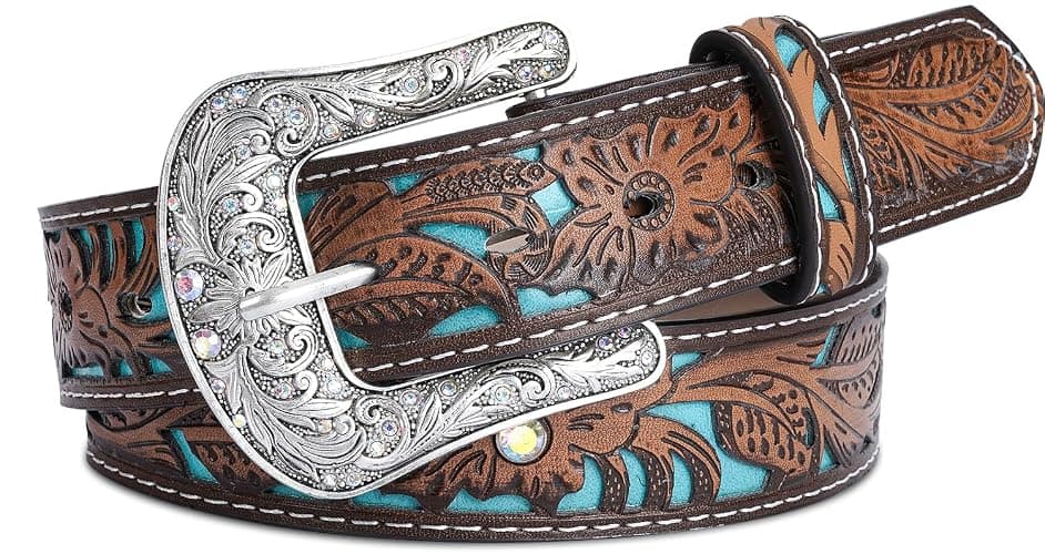 Kicoroiny Western Belts Vintage Cowgirl Cowboy Country Belt for Woman Men Gifts, Carved Buckle-Belts for Jeans Pants Dresses - Image 1