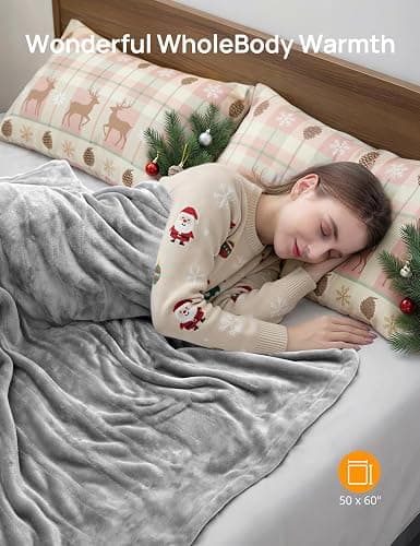 Electric Heated Blanket, Heated Throw Blanket 60" x 50" Soft Flannel Fast Heating Blanket with 10 Heating Levels 1-12 Hours Timer Auto-Off Protection Gifts for Women Men thumbnail 2