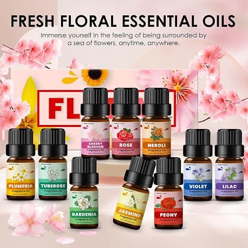 Floral Essential Oils, INWICOPH Flower Fragrance Oil for Candle Making - Rose, Jasmine, Gardenia, Lilac, Plumeria, Peony and More, Aromatherapy Oils for Diffusers for Home thumbnail 2