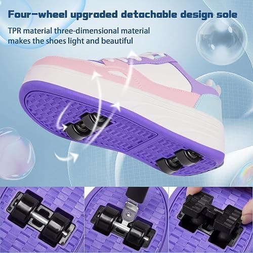 HSQ Fashion Sneaker Roller Skate Shoes for Boys Girls Kids Detachable Wheeled 2 in 1 Skating Shoes with Wheels thumbnail 3