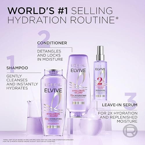 L'Oreal Paris Elvive Hyaluron Plump Moisture Plump Hair Serum for Dehydrated, Dry Hair with Hyaluronic Acid Care Complex, Paraben-Free, 4.4 Fl Oz - Sandalwood - 4.4 Fl Oz (Pack of 1) thumbnail 8