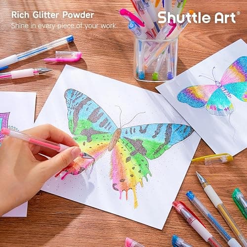 Shuttle Art 160 Pack Glitter Gel Pens, 80 Colors Glitter Gel Pens Set with 80 Refills for Adults Coloring Books Drawing Crafts Scrapbooking Journaling thumbnail 2