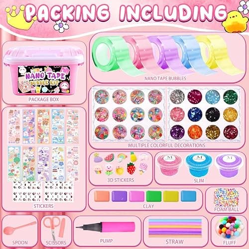 ZiZa Nano Tape Bubble Kit for Kids, Nano Tape Squishy Maker Making Kit, Christmas Birthday Arts and Crafts Toys Gifts for Girls, Step by Step Video Tutorials thumbnail 2