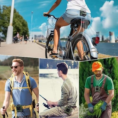 10000mAh Portable Waist Clip Fan, 40H Cooling Personal Wearable Fan, 5 Speeds 16000RPM Strong Belt Fan, Rechargeable Hands-free Neck Fan With Flashlight for Outdoor Jobsite Camping Traveling thumbnail 5