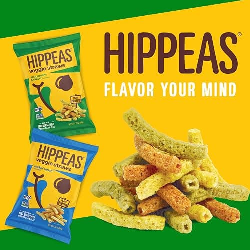 Hippeas Veggie Straws, Variety Pack: Sour Cream & Onion, Rockin’ Ranch, 0.75 Ounce (Pack of 18), 2g Protein, 1g Fiber, Vegan, Gluten-Free, Crunchy, Plant Protein Snacks thumbnail 3
