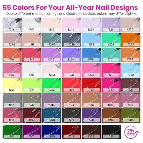 Beetles Gel Nail Polish Kit with U V Light, 55 Colors Gel Polish 81 Pcs Nail Stuff Kit for All Seasons with Base and Matte&Glossy Top Coat Color Enchantment Plus Soak Off Gifts for Women Girls Teen thumbnail 4