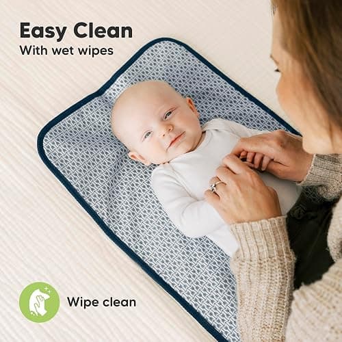 KeaBabies Portable Diaper Changing Pad, Easy Wipe Clean - Foldable Waterproof Baby Changing Mat for Diaper Bag, Compact, Lightweight, 25x13 Newborn, Infant, Baby Changer Travel Essential (Navy Blue) thumbnail 7