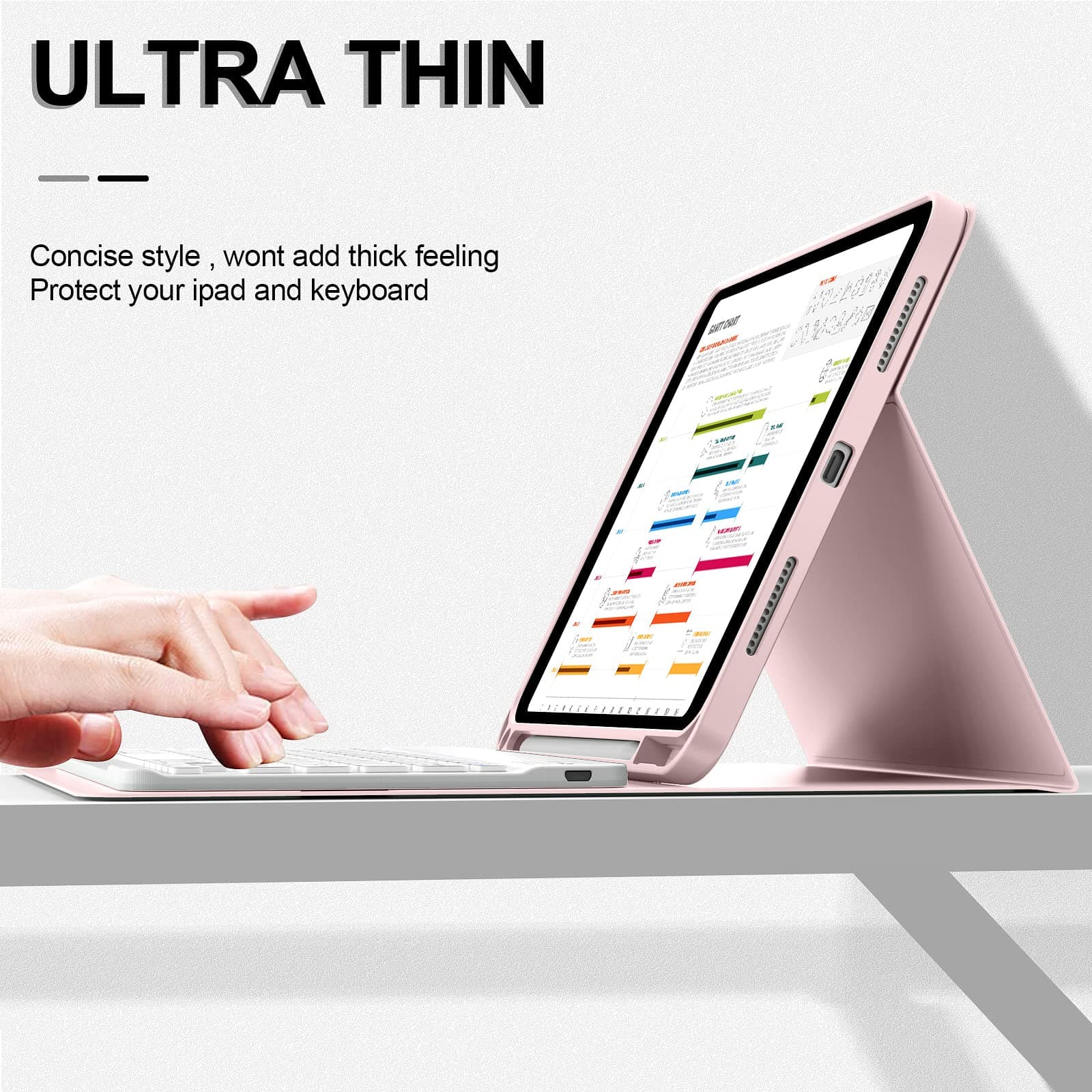 ZKTUYU for iPad 11th 10th Generation Keyboard Case A16 2025 2022 11 inch / 10.9 inch with Pencil Holder, Magnetic Detachable Wireless Bluetooth Folio Stand Rechargeable Keyboard Cover, Pink thumbnail 7