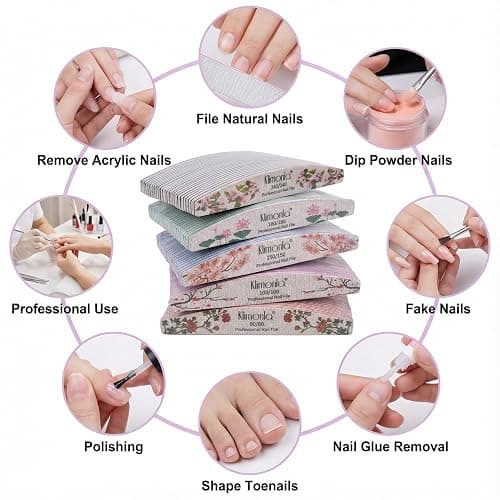 25PCS Floral Professional Nail Files 80/100/150/180/240 Grit, Emery Boards Nail Files for Natural Nails and Acrylic Nails, Double Sided Emory Boards limas para unas acrilicas Reusable Manicure Tools thumbnail 7