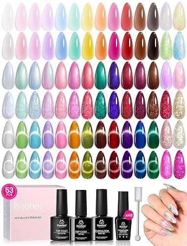 Beetles Winter Gel Polish Set Cat Eye Gel Nail Polish 48 Colors Red Green Brown Blue Nude Pink Jelly Glitter Shell Shread Salon DIY at Home UV LED Needed Gifts for Women Vivid Moments thumbnail 8
