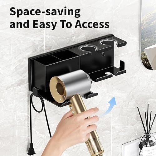 MAYZOLOP Hair Dryer Holder, Hair Tool Organizer, Blow Dryer Hanger Wall Mount for Dryer Hook, Bathroom Space-Saving Blow Dryer Organizer, Curling Irons Storage Wall Mounted thumbnail 3