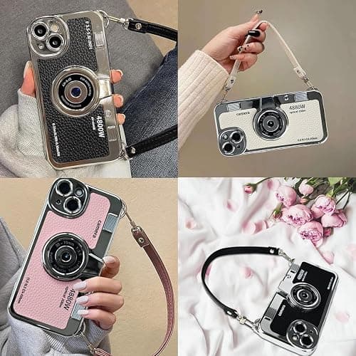 Mscomft Classic Emily in Paris Phone Case,2023 New Vintage Camera Design Case That Looks Like a Camera,for iPhone 14 Camera Phone Leather Bracelet Sling Cover case (Pink, for iPhone 16 Plus) thumbnail 6