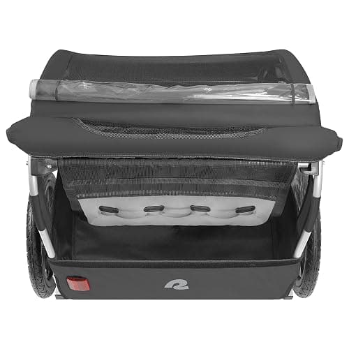 Single & Double Passenger Children’s Foldable/Collapsible Tow Behind Bike Trailer with 16" Wheels, Safety Reflectors & Rear Storage Compartment thumbnail 2